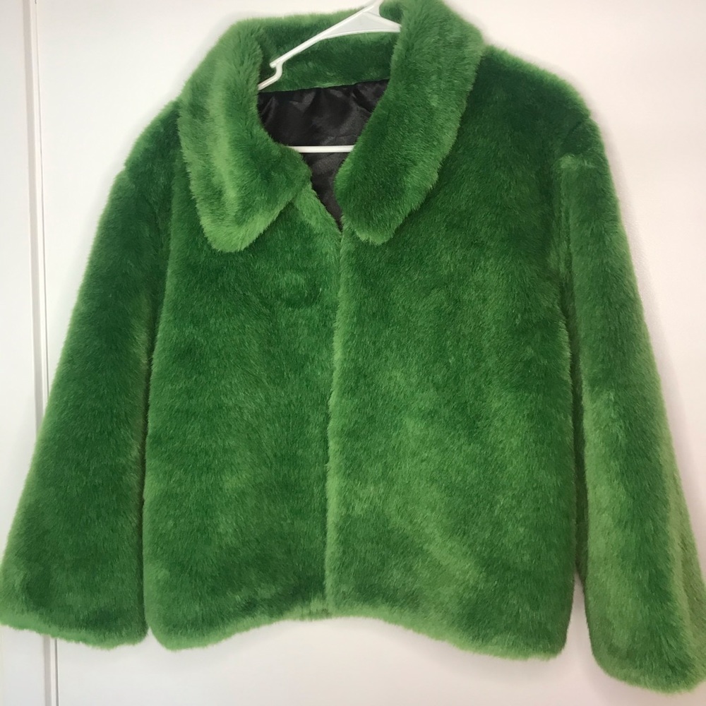 Faux Fur Green Glam Coat